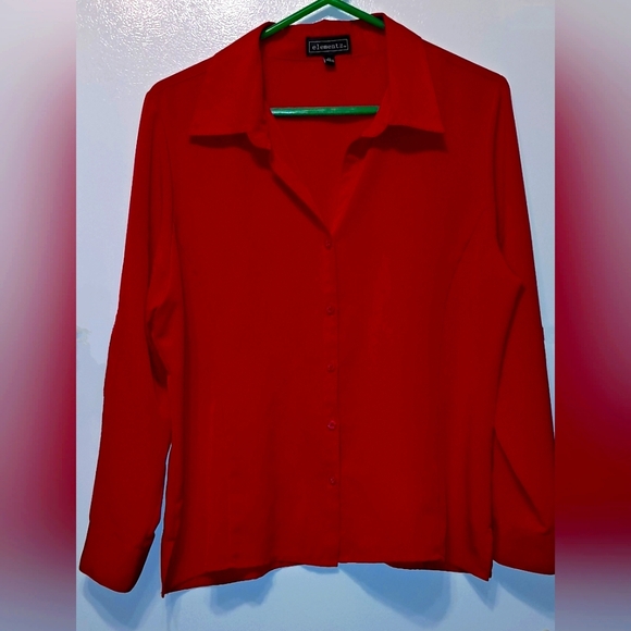 Elementz Tops - Elementz Red Blouse V-neck XL